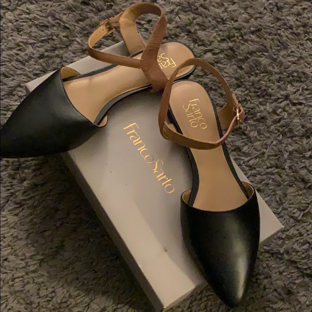 [NWOT] Franco Sarto Black and Tan flats